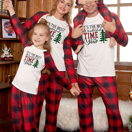 Slogan Graphic Top and Plaid Pants Set