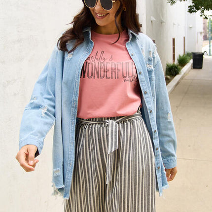 Simply Love Full Size WONDERFULLY Short Sleeve T-Shirt