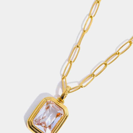 Zircon 18K Gold-Plated Geometrical Shape Pendant Necklace