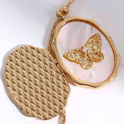 Butterfly Shell Pendant Copper Necklace