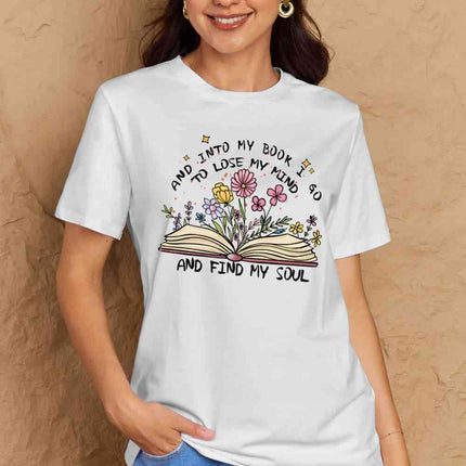 Simply Love Full Size Book & Flower Graphic Cotton Tee