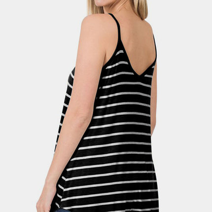 Zenana Striped V-Neck Curved Hem Cami