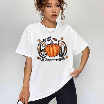 Round Neck Short Sleeve Graphic T-Shirt