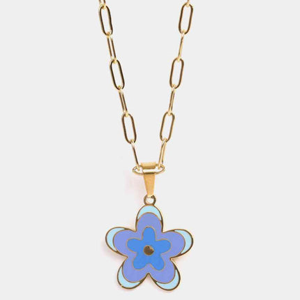 Flower Pendant Stainless Steel Necklace