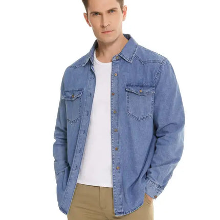 Camisa vaquera de manga larga informal a la moda para hombre 