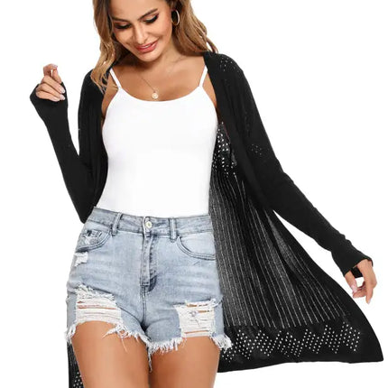 Cárdigan de manga larga de punto abierto para mujer 