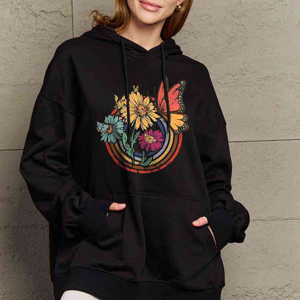 Simply Love Simply Love Full Size Butterfly and Flower Graphic Hoodie