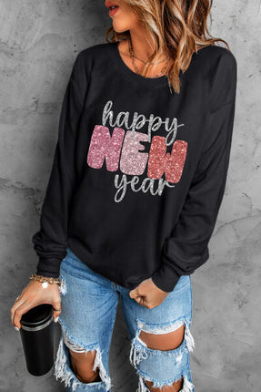 HAPPY NEW YEAR Round Neck Sweatshirt - Vickie Lynn's