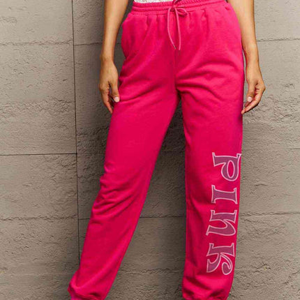 Simply Love Full Size PINK Graphic Sweatpants