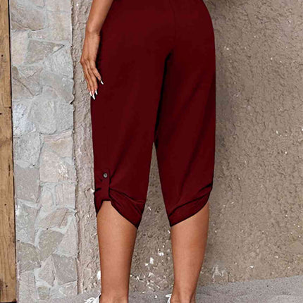 Full Size Roll-Tab Capris Pants