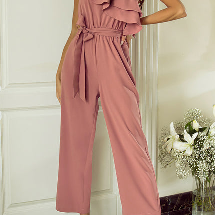 Ruffled Tied One-Shoulder Jumpsuit