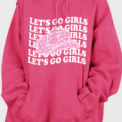 Simply Love Simply Love Full Size LETÃ¢â‚¬â„¢S GO GIRLS Graphic Dropped Shoulder Hoodie