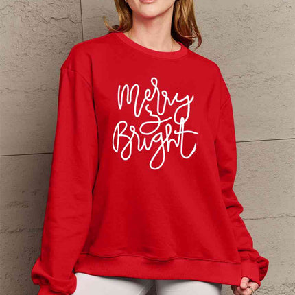 Simply Love Full Size MERRY AND BRIGHT Graphic Sweatshirt