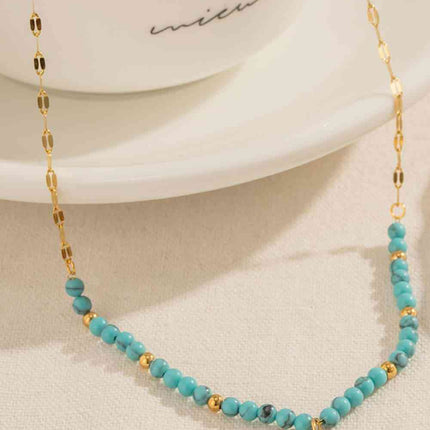 Turquoise Beaded 18K Gold-Plated Sun Shape Pendant Necklace