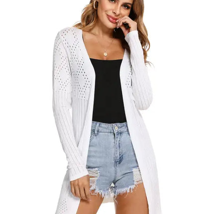 Cárdigan de manga larga de punto abierto para mujer 