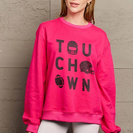 Simply Love Full Size TOUCHDOWN Long Sleeve Sweatshirt