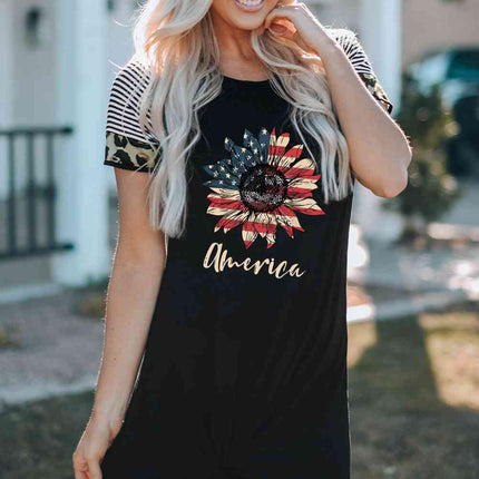 AMERICA US Flag Flower Graphic Twisted Dress