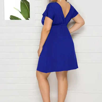 Vestido liso con escote en V profundo para mujer, talla grande 