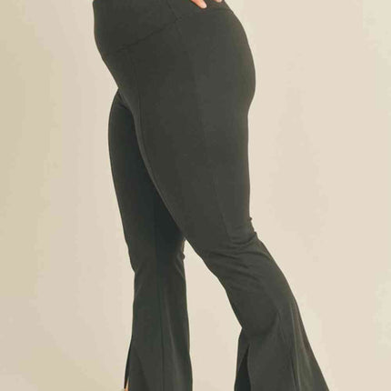 Kimberly C Full Size Slit Flare Leg Pants in Black