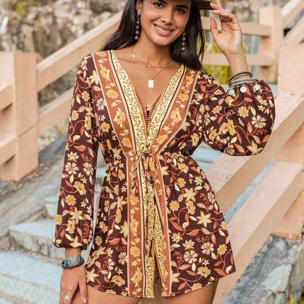 V-Neck Long Sleeve Romper