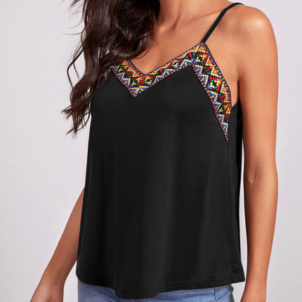 Geometric V-Neck Spaghetti Strap Cami