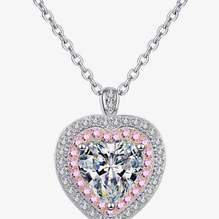 925 Sterling Silver 1 Carat Moissanite Heart Pendant Necklace
