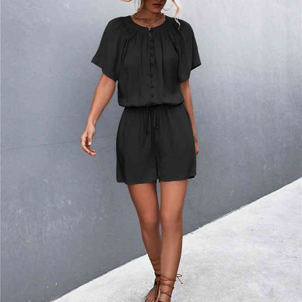 Buttoned Gather Detail Romper