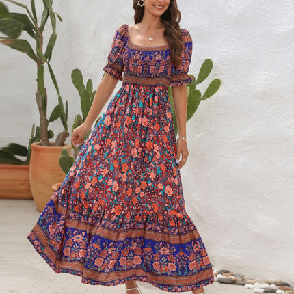 Floral Flounce Sleeve Midi Dress