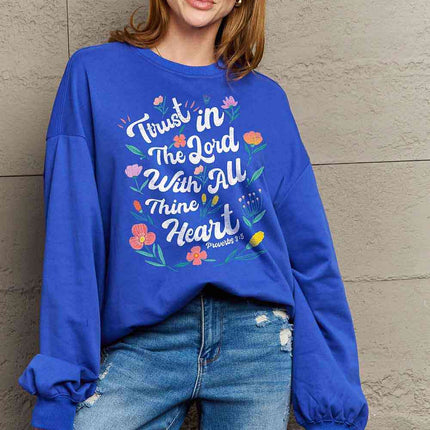 Simply Love Full Size Flower Slogan Graphic Sweatshirt
