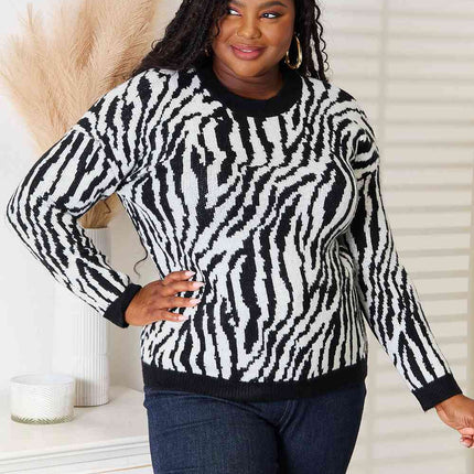 Heimish Full Size Zebra Print Sweater