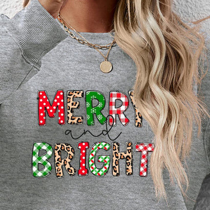 MERRY AND BRIGHT Round Neck Sweatshirt