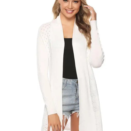 Cárdigan de manga larga de punto abierto para mujer 