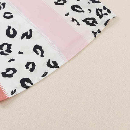 Leopard Color Block Smocked Jumpsuit