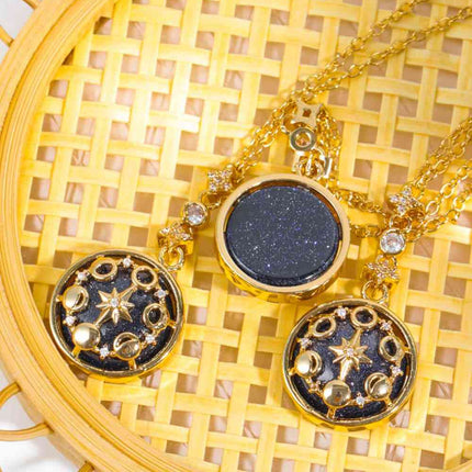 Vintage Blue Sandstone Pendant Copper Necklace