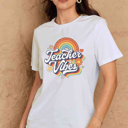 Simply Love Full Size TEACHER VIBES Graphic Cotton T-Shirt