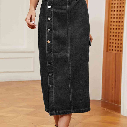 Button Down Denim Skirt