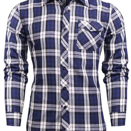 Men's Flannel Plaid Long Sleeve Shirt