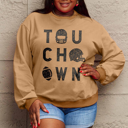 Simply Love Full Size TOUCHDOWN Long Sleeve Sweatshirt