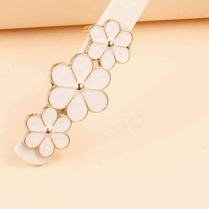 Flower Decor Skinny PU Belt