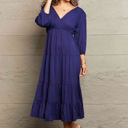 Tied Backless Tiered Midi Dress