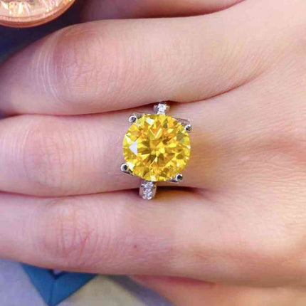 5 Carat Moissanite 925 Sterling Silver Ring in Banana Yellow