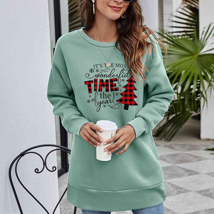Christmas Tree Graphic Drop Shoulder Sweatshirt