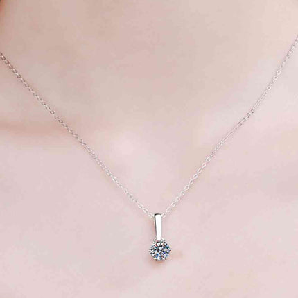 1 Carat Moissanite 925 Sterling Silver Chain-Link Necklace