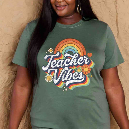 Simply Love Full Size TEACHER VIBES Graphic Cotton T-Shirt