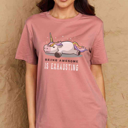 Simply Love Full Size BEING AWESOME IS EXHAUSTING Graphic Cotton Tee