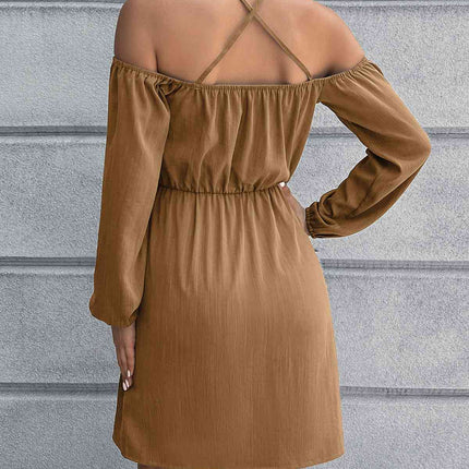 Cold-Shoulder Crisscross Mini Dress