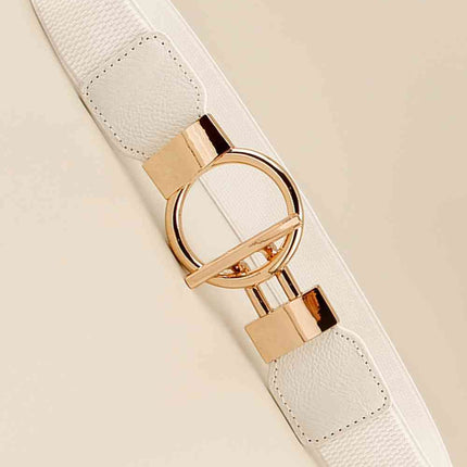 Circle Shape Buckle Zinc Alloy Buckle PU Leather Belt