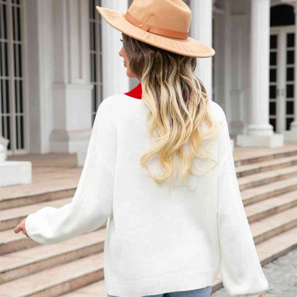 Heart Graphic Round Neck Sweater