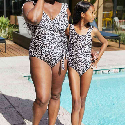 Marina West Swim Full Size Float On Ruffle Faux Wrap One-Piece in Cat