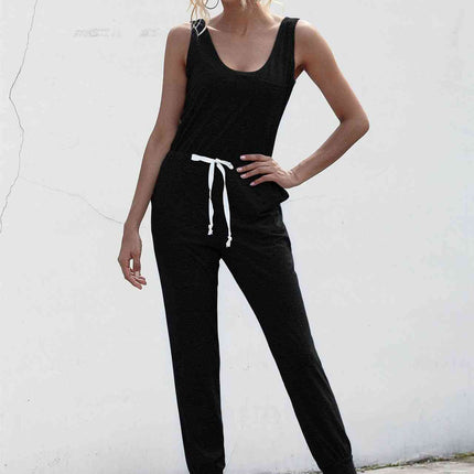 Knot Sleeveless Waist Jumpsuit
